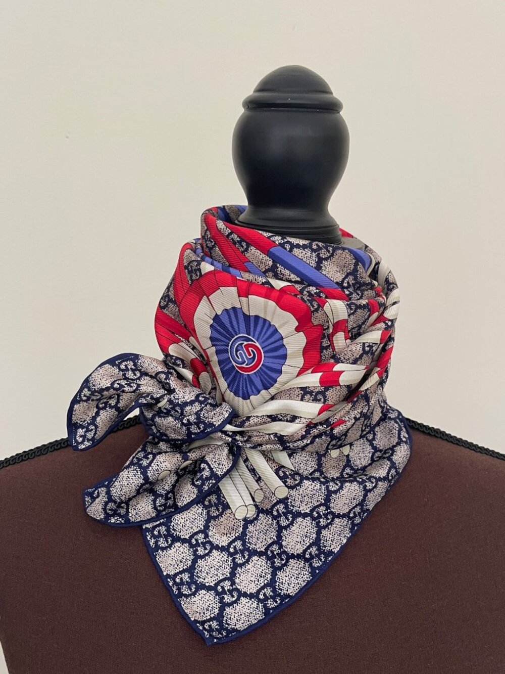 Display # 1 Gucci GG Logo Web Club Silk Scarf Wrap
